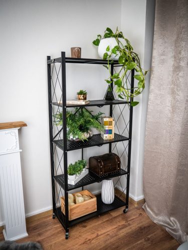 Polc Racks RAW5T, fém, 5 polcos, 1630x720x340 mm, max. 50 kg/polc, hordozható, görgős