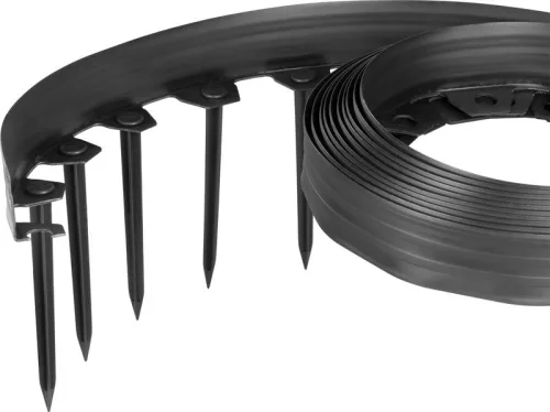 Szegély Strend Pro Garden, gyep, rugalmas, fekete, L-10 m, 6 cm