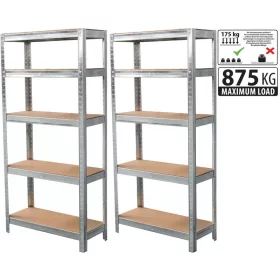 Racks polc, fém, MDF, 5 polc, 1800x900x300 mm, csomag 2db