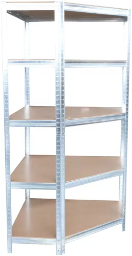 Polc Racks RAT80, sarok, fém, MDF, 5 polcos, 180x90x40 cm, max. 150 kg/polc