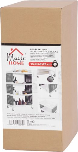 Polc MagicHome Rolly, műanyag, 4 polcos, 49x29x75,5 cm, görgőkön