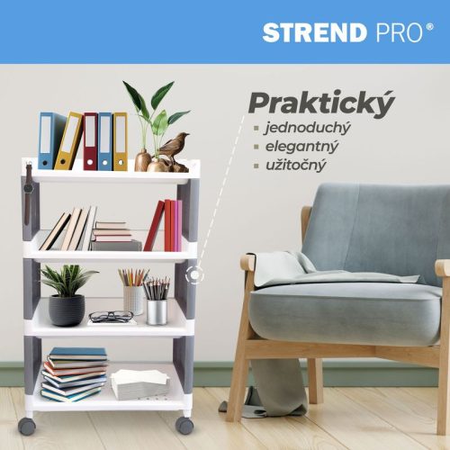 Polc MagicHome Rolly, műanyag, 4 polcos, 49x29x75,5 cm, görgőkön