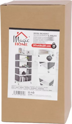 Polc MagicHome Rolly, műanyag, 5 polcos, 49x29x97 cm, görgős