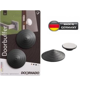   Kilincsütköző DOORBUFFER, öntapadós, falra szerelhető ütköző, műanyag, ajtóhoz, szürke, csomag. 2 db