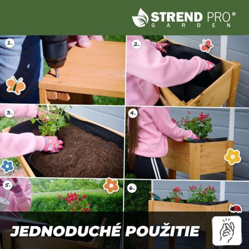 Magaságyás Strend Pro Garden, 84x40x98 cm, fa, magasított, lábakkal