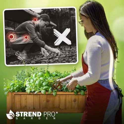 Magaságyás Strend Pro Garden, 89x33x76 cm, alsó polccal, fa, magasított, lábakkal