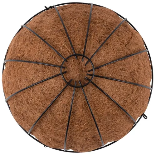 Virágcserép Strend Pro LC-CocoB-24, 35 x 35 x 17 cm, acél/kókusz, fali kör, felfüggeszthető, akasztó