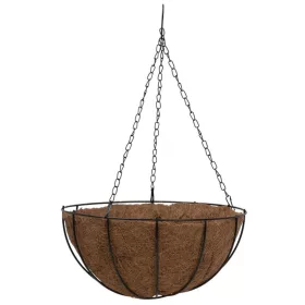   Virágcserép Strend Pro LC-CocoB-22, 25 x 25 x 12 cm, acél/kókusz, fali kör, felfüggeszthető, akasztó