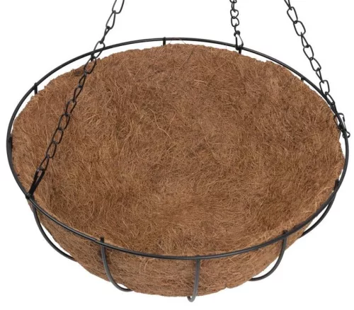 Virágcserép Strend Pro LC-CocoB-22, 25 x 25 x 12 cm, acél/kókusz, fali kör, felfüggeszthető, akasztó