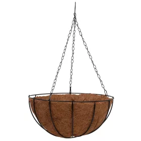   Virágcserép Strend Pro LC-CocoB-23, 30 x 30 x 14 cm, acél/kókusz, fali kör, felfüggeszthető, akasztó
