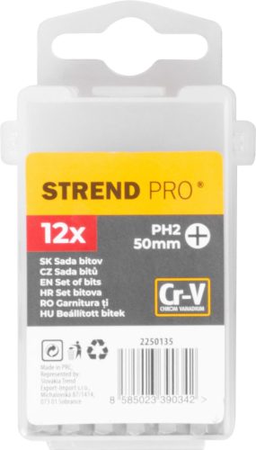 Strend Pro YF40004 bitkészlet, 12 részes, Cr-V