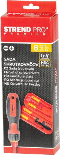 Csavarhúzó készlet Strend Pro, VDE 8 részes, lapos + Phillips, elektromos