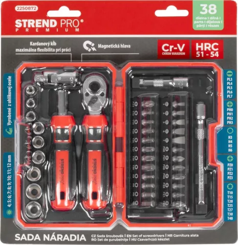 Csavarhúzó készlet Strend Pro Premium, 38 részes, torx + lapos + Phillips