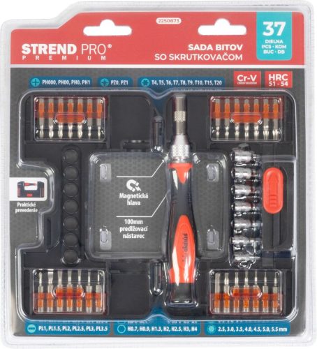 Csavarhúzó készlet Strend Pro Premium, 37 részes, torx + lapos + Phillips