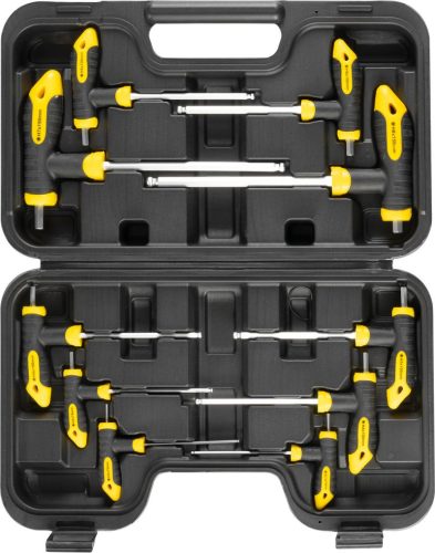 Csavarhúzó készlet Strend Pro YF70019, 10 részes, hatlapú, gömbbel, T tartó, tokban