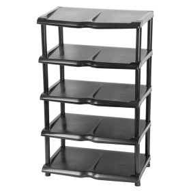 Cipőpolc Strend Pro, 5 szintes, fekete, 48x30,5x86 cm