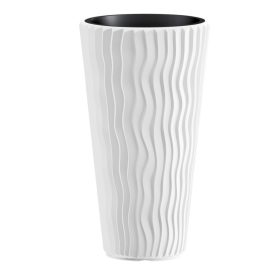 Virágcserép SANDY Slim 400, fehér, betét