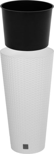 Virágcserép RATO Tubus 400, fehér, betét