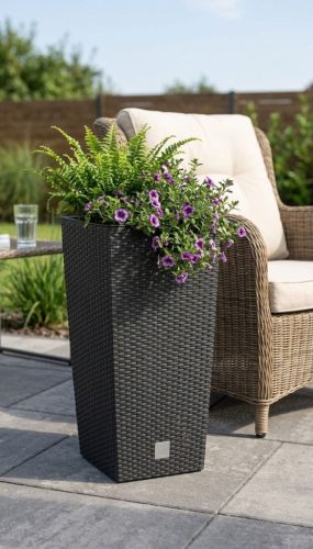 Virágcserép RATO Square 325, antracit, betét