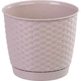 Virágcserép RATOLLA Round 190, mokka, alátét