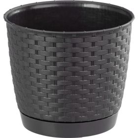 Virágcserép RATOLLA Round 190, sötétbarna, alátét