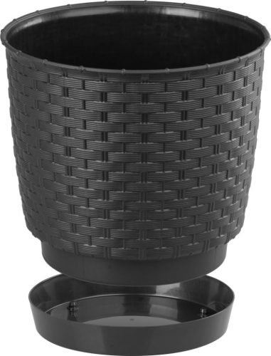 Virágcserép RATOLLA Round 190, sötétbarna, alátét