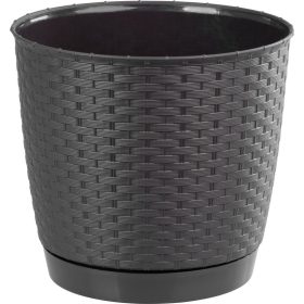 Virágcserép RATOLLA Round 250, sötétbarna, alátét