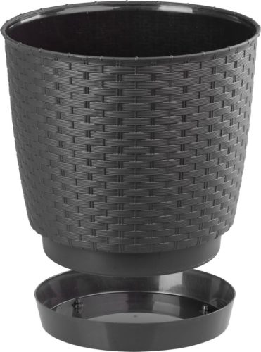 Virágcserép RATOLLA Round 250, sötétbarna, alátét