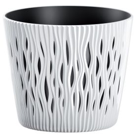 Virágcserép SANDY Round 190, 158 x 138 mm, fehér, betét