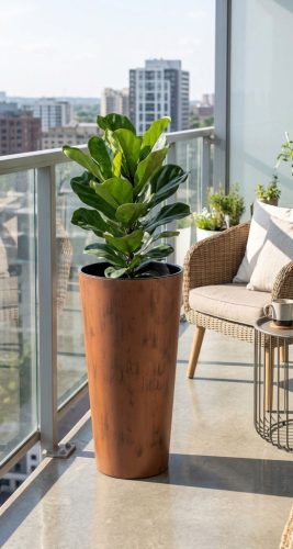 Virágcserép TUBUS Slim Corten 400 x 762 mm, réz megjelenés, betét