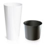 Virágcserép TUBUS Slim Shine 400 x 762 mm, fehér, betét