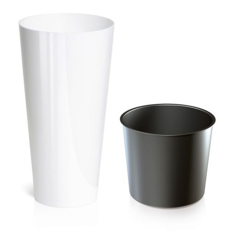 Virágcserép TUBUS Slim Shine 400 x 762 mm, fehér, betét