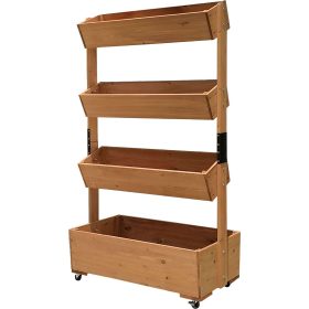   Függőleges virágcserép Strend Pro, ágyás, 4 szintes, kerekekkel, 85x45x147 cm