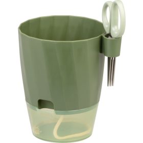   Virágcserép Strend pro, ollóval, zöld színű, 15,5x12,5x16 cm