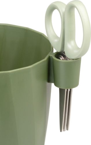 Virágcserép Strend pro, ollóval, zöld színű, 15,5x12,5x16 cm