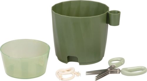 Virágcserép Strend pro, ollóval, zöld színű, 15,5x12,5x16 cm