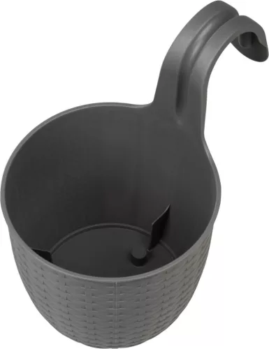 Függő virágcserép Strend pro, PP, 26x18x24,5 cm, szürke színű
