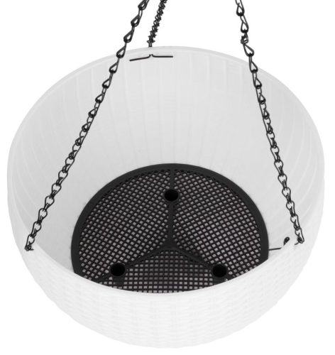 Virágcserép Strend Pro Modern, felfüggesztett, fehér, 26 x 16 cm, lánc