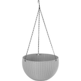  Virágcserép Strend Pro Modern, felfüggesztett, sötétszürke, 26 x 16 cm, lánc