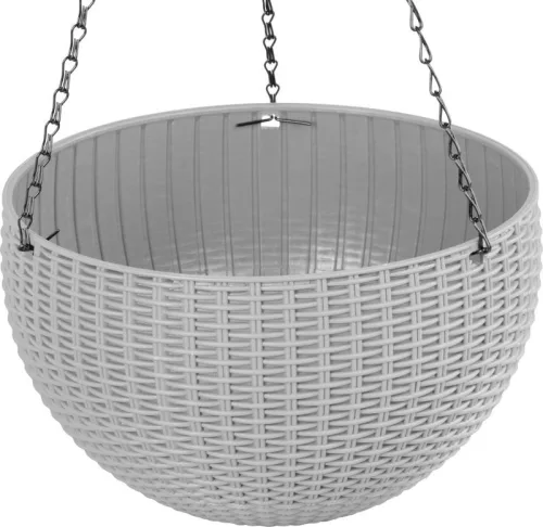 Virágcserép Strend Pro Modern, felfüggesztett, sötétszürke, 26 x 16 cm, lánc