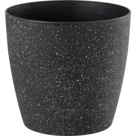   Virágcserép Strend Pro Stone, 28x26 cm, fekete, kő hatású