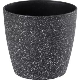   Virágcserép Strend Pro Stone, 23x20,5 cm, fekete, kő hatású