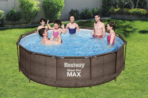 Bestway® Steel Pro Max™ medence, 56709, rattan mintázat, szűrő, szivattyú, létra, 3,66 x 1,00 m