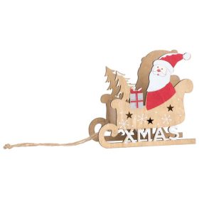   MagicHome karácsonyi Woodeco dekoráció, Mikulás szánon, 19 x 15 cm
