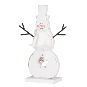   MagicHome karácsonyi Woodeco dekoráció, Fehér hóember, csomag. 2 db, 10 x 20 cm