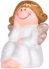 MagicHome karácsonyi szobor, Ülő angyal, poligyanta, 6,7 x 6,2 x 11 cm