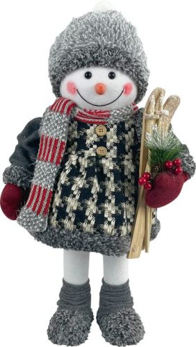 Karácsonyi dekoráció, Hóember lány sítalppal, 50 cm