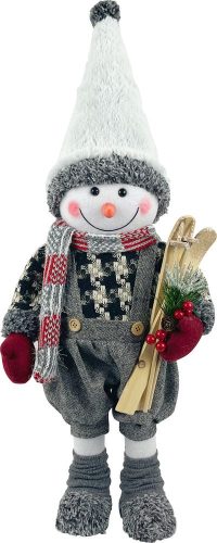 MagicHome karácsonyi dekoráció, Hóember fiú sítalppal, 60 cm