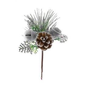 Vetvička MagicHome Vianoce, s rolničkou, strieborná 20 cm