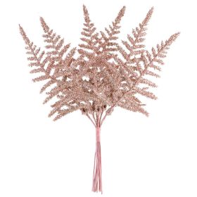 Vetvička MagicHome Vianoce, papraď, ružové zlato 19 cm